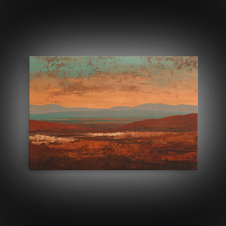 Abstract Canyon Landscape Framed Canvas Print, Above Sofa Art, Watercolor Painting, Living Room Decor, Fine Art, Statement, ASA-3x2-35