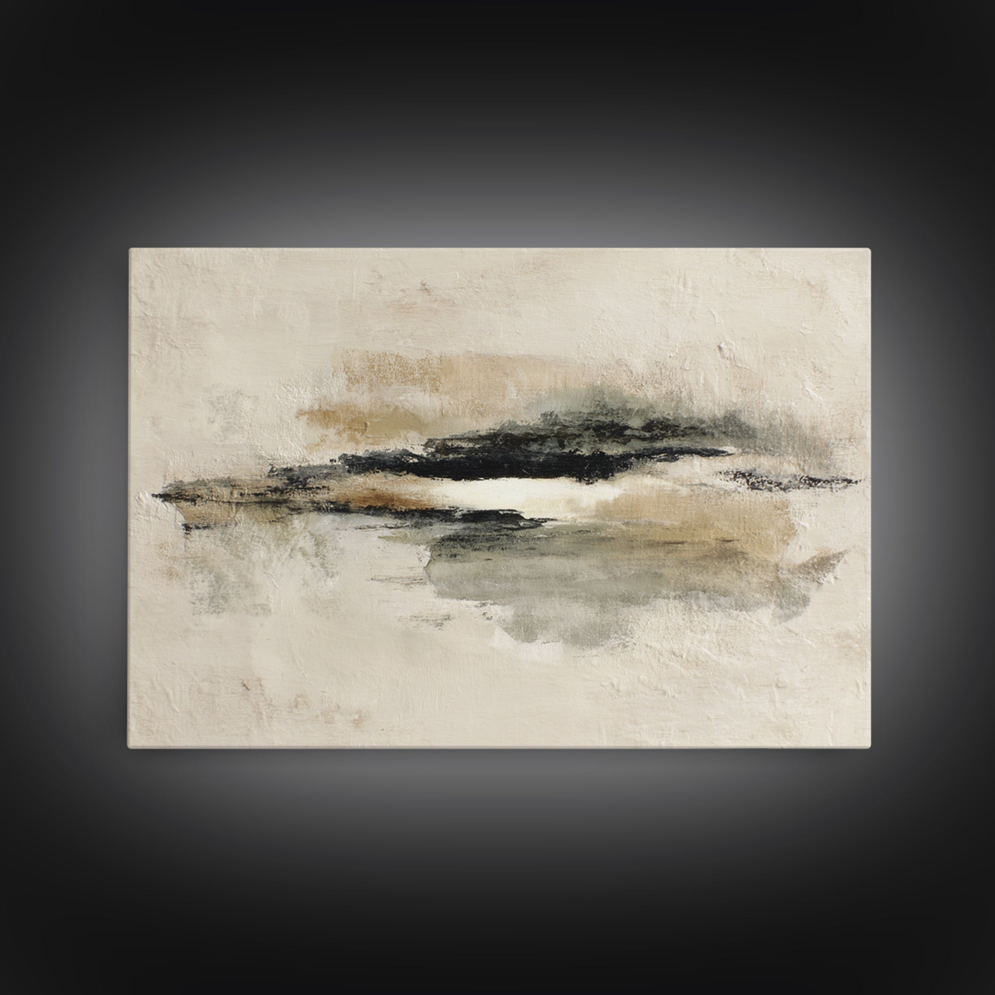 Minimal Black Ink Composition Framed Canvas Print, Above Sofa Art, Living Room Decor, Fine Art, Statement 536, Set of Prints, ASA-3x2-36