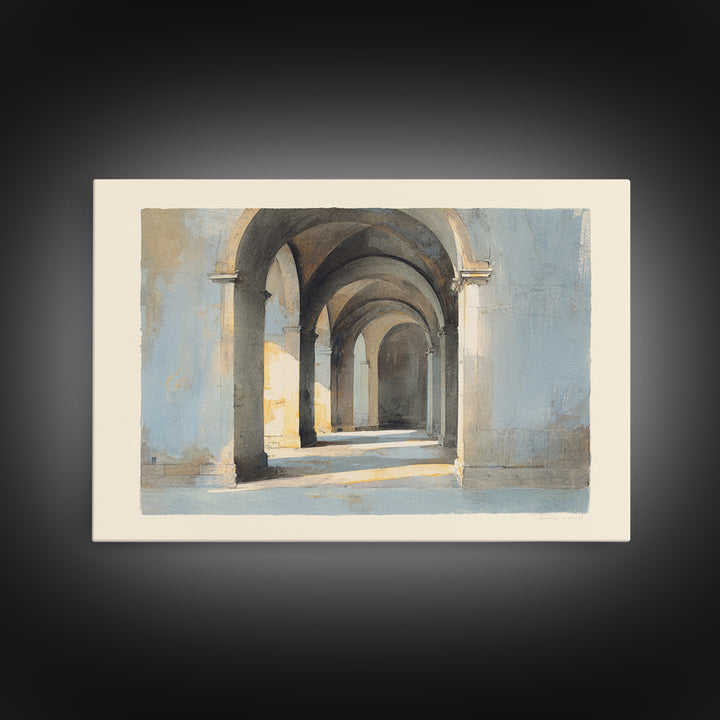 Architectural Arch Study Canvas Print, Above Sofa Art, Oversized Wall Art, Living Room Decor, Oil Painting, Statement, ASA-3x2-37