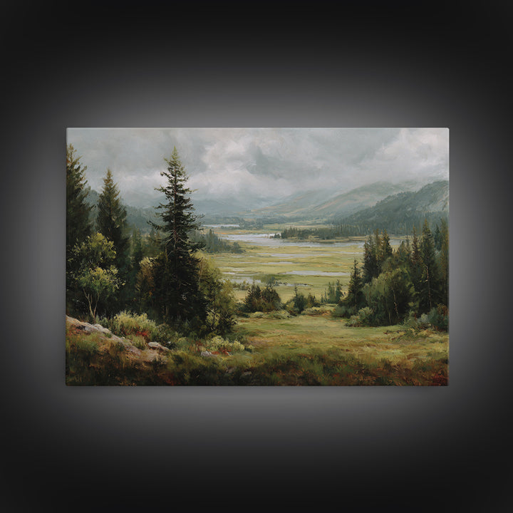 Wide Olive and Beige Meadow Panorama Canvas Print, Above Sofa Art, Textured Wall Art, Living Room Decor, Fine Art, Statement, ASA-3x2-38
