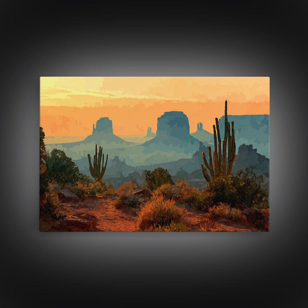 Desert Mesa Panorama Canvas Print, Above Sofa Art, Boho Wall Art, Living Room Decor, Fine Art, Statement, Japandi Wall Art, ASA-3x2-48