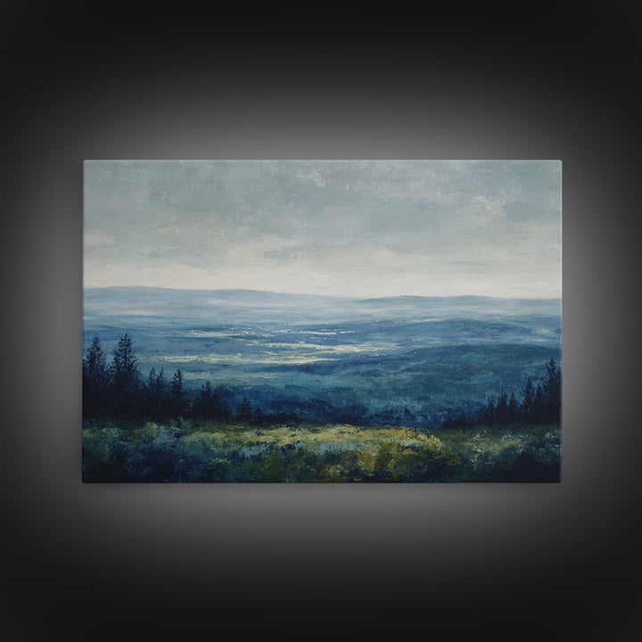Gallery Style Landscape with Expansive Negative Space Canvas Print, Above Sofa Art, Textured Wall Art, Living Room Decor, ASA-3x2-52