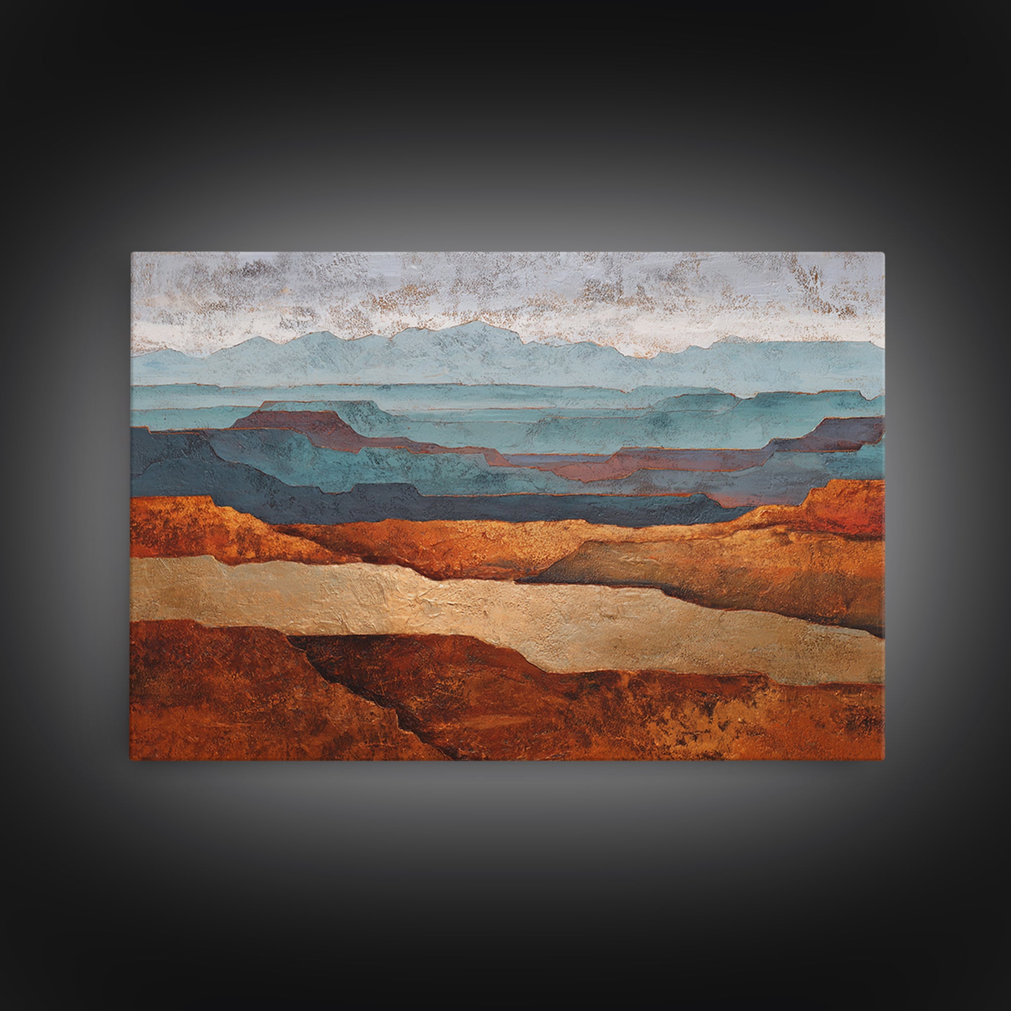 Abstract Canyon Landscape Framed Canvas Print, Above Sofa Art, Modern Art, Living Room Decor, Fine Art, Statement, Art Print, ASA-3x2-59
