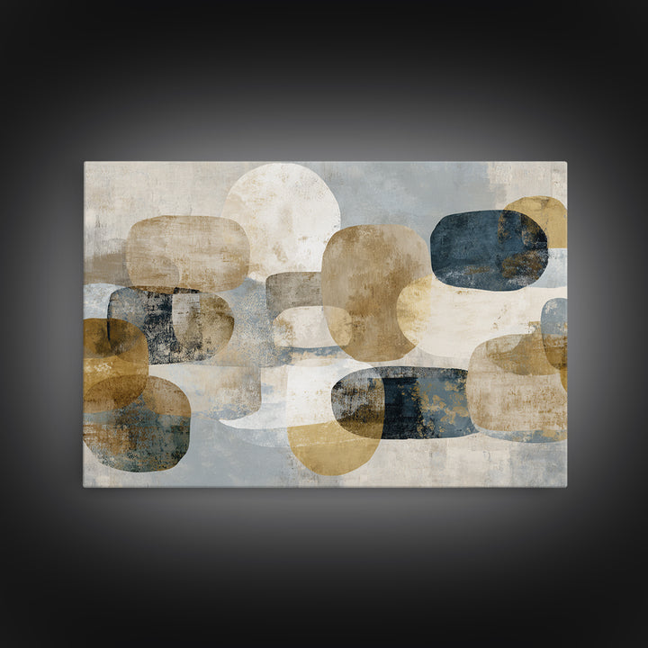 Large Modern Organic Shapes Framed Canvas Print, Above Sofa Art, Framed Wall Art, Living Room Decor, Fine Art, Statement, ASA-3x2-6