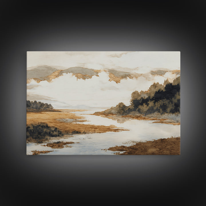 Gallery Style Landscape with Expansive Negative Space Canvas Print, Above Sofa Art, Living Room Wall Art, Living Room Decor, ASA-3x2-76