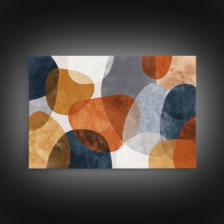 Bold Mid Century Geometric Forms Framed Canvas Print, Above Sofa Art, Printable Wall Art, Living Room Decor, Statement, ASA-3x2-8