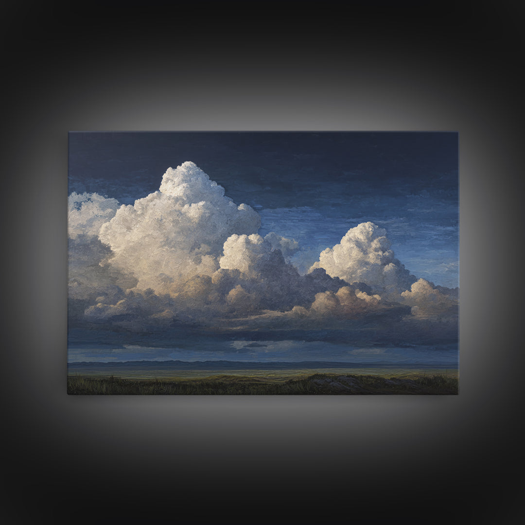 Dramatic Cloudscape over a Distant Valley Canvas Print, Above Sofa Art, Living Room Wall Art, Living Room Decor, Statement, ASA-3x2-81