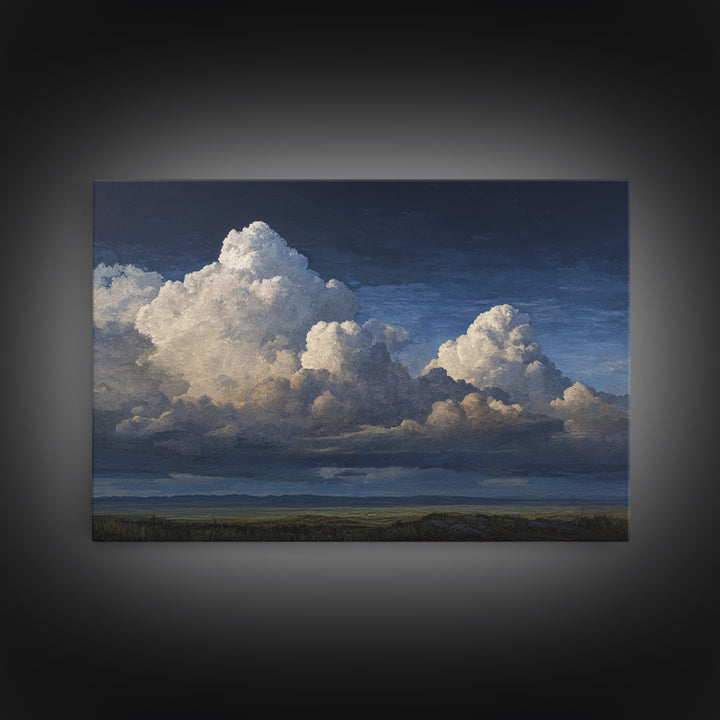 Dramatic Cloudscape over a Distant Valley Canvas Print, Above Sofa Art, Living Room Wall Art, Living Room Decor, Statement, ASA-3x2-81