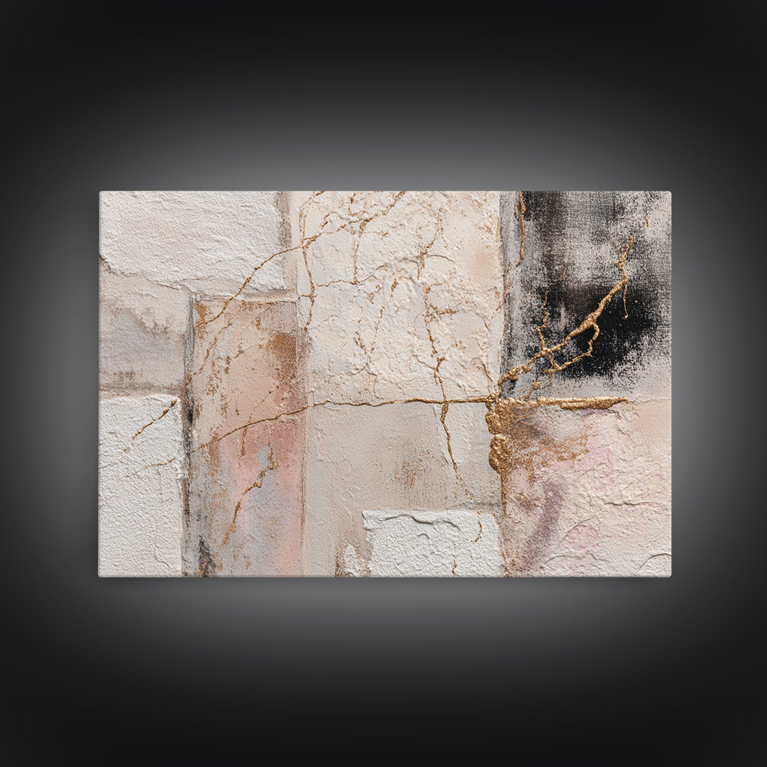 Textured Plaster Abstract Framed Canvas Print, Above Sofa Art, Above Bed Decor, Living Room Decor, Fine Art, Statement, ASA-3x2-87