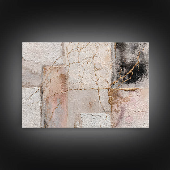 Textured Plaster Abstract Framed Canvas Print, Above Sofa Art, Above Bed Decor, Living Room Decor, Fine Art, Statement, ASA-3x2-87