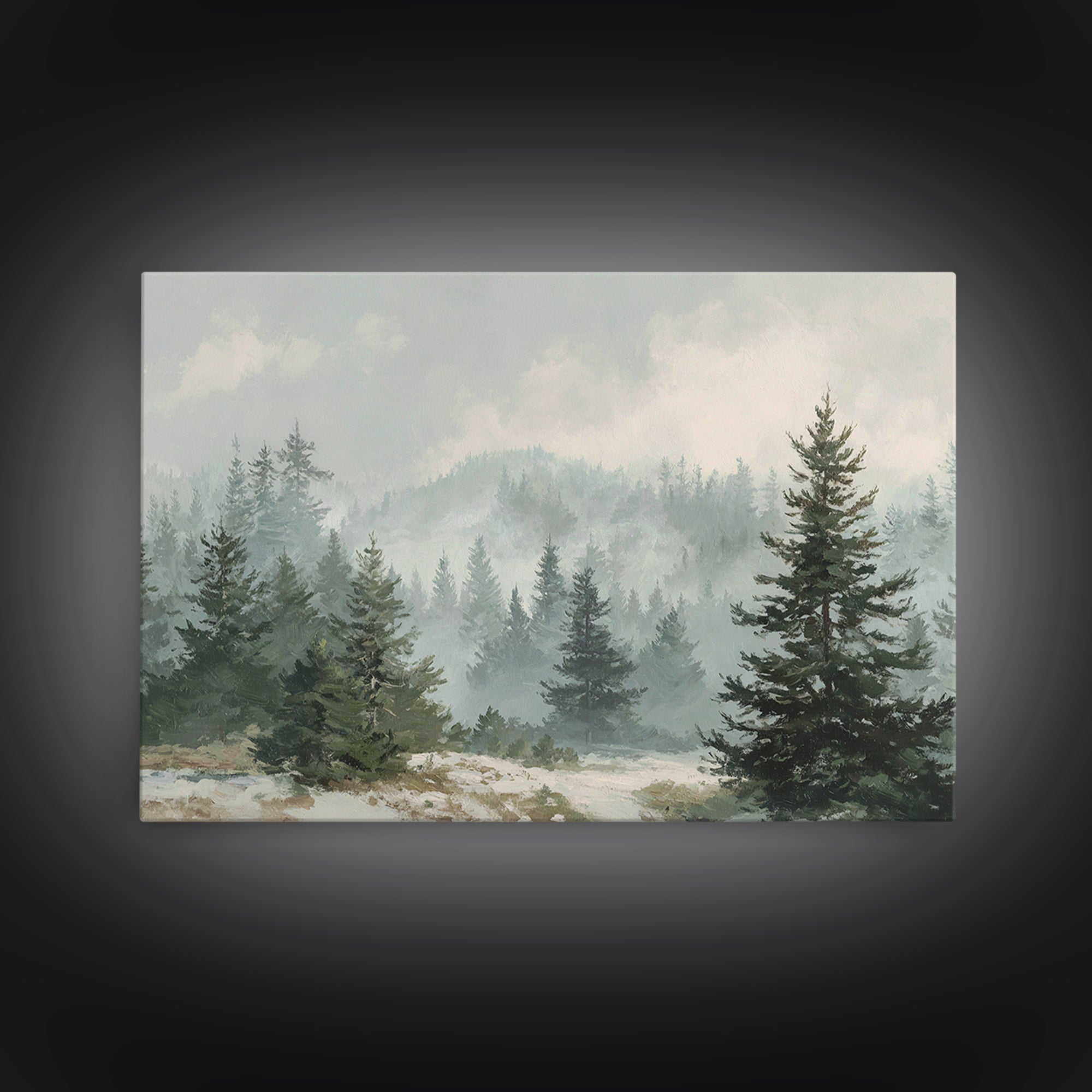 Modern Scandinavian Forest Framed Canvas Print, Above Sofa Art, Fine Art Print, Living Room Decor, Fine Art, Statement, ASA-3x2-91