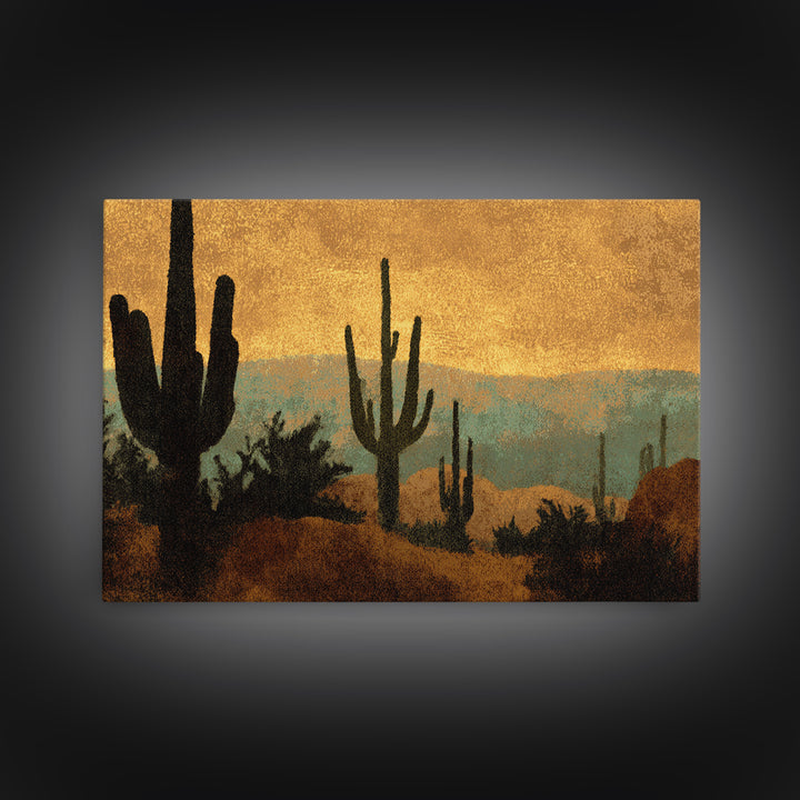 Desert Mesa Panorama Framed Canvas Print, Above Sofa Art, Minimalist Wall Art, Living Room Decor, Fine Art, Statement, ASA-3x2-96