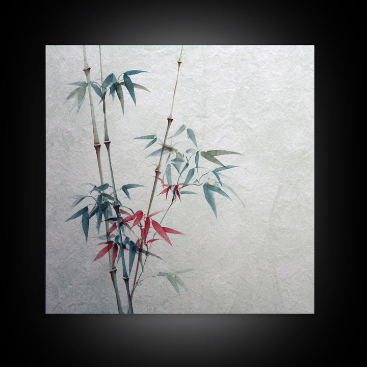 Minimal Bamboo Stalks Framed Canvas Print, Asian Inspired Art, Botanical Print, Living Room Decor, Fine Art, Harmony, ASI-1x1-68