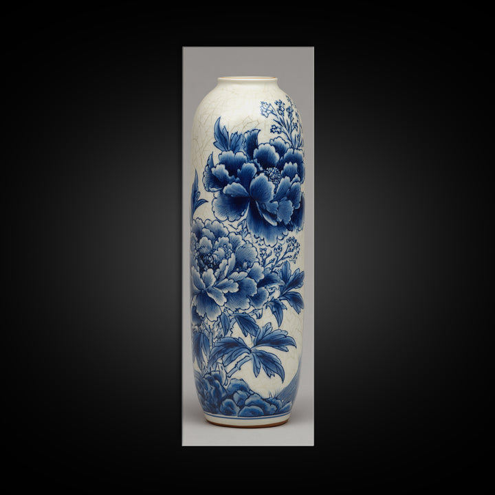 Blue and White Porcelain Vase Canvas Print, Asian Inspired Art, Fine Art Print, Living Room Decor, Abstract Art, Harmony, ASI-1x3-57