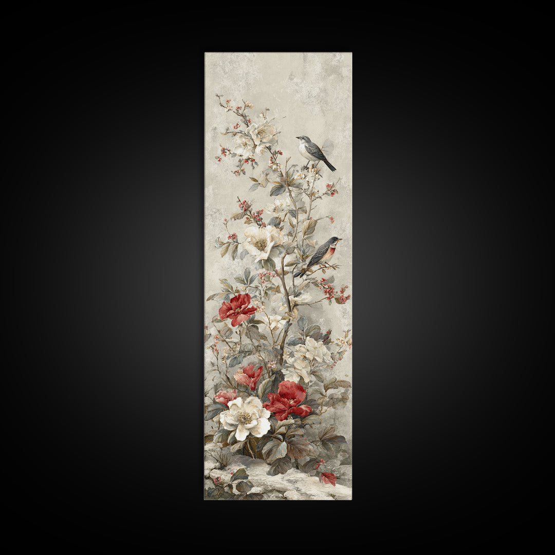 Fan Shaped Composition of Blossoms and Birds Canvas Print, Asian Inspired Art, Art Print, Living Room Decor, Fine Art, Harmony, ASI-1x3-77