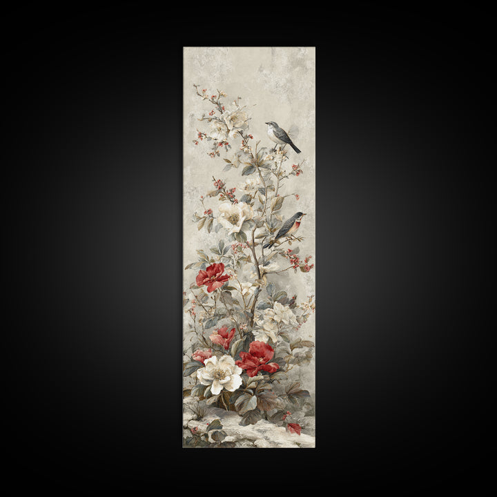 Fan Shaped Composition of Blossoms and Birds Canvas Print, Asian Inspired Art, Art Print, Living Room Decor, Fine Art, Harmony, ASI-1x3-77