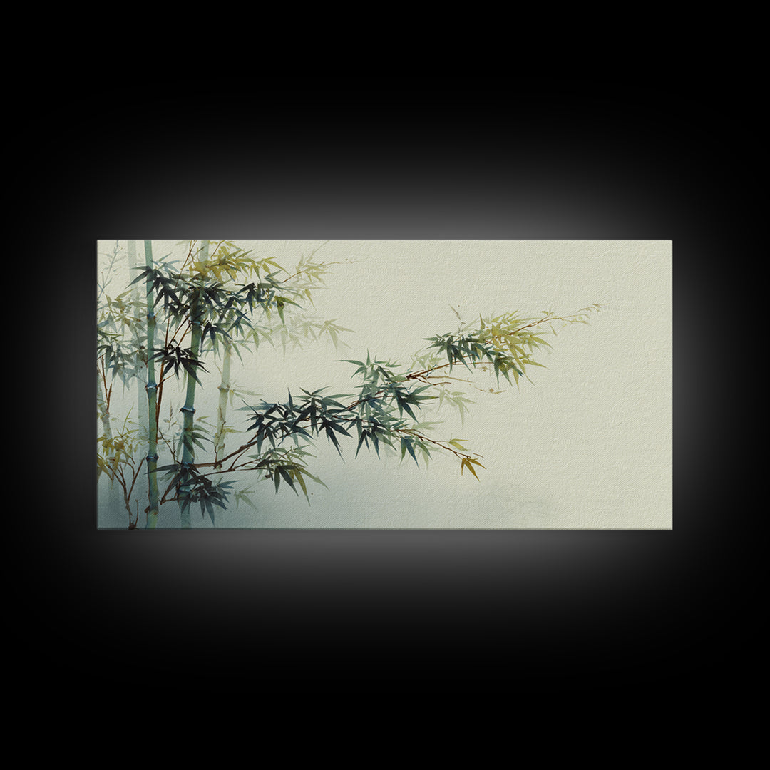 Minimal Bamboo Stalks Framed Canvas Print, Asian Inspired Art, Fine Art Print, Living Room Decor, Fine Art, Harmony, Poster, ASI-2x1-16
