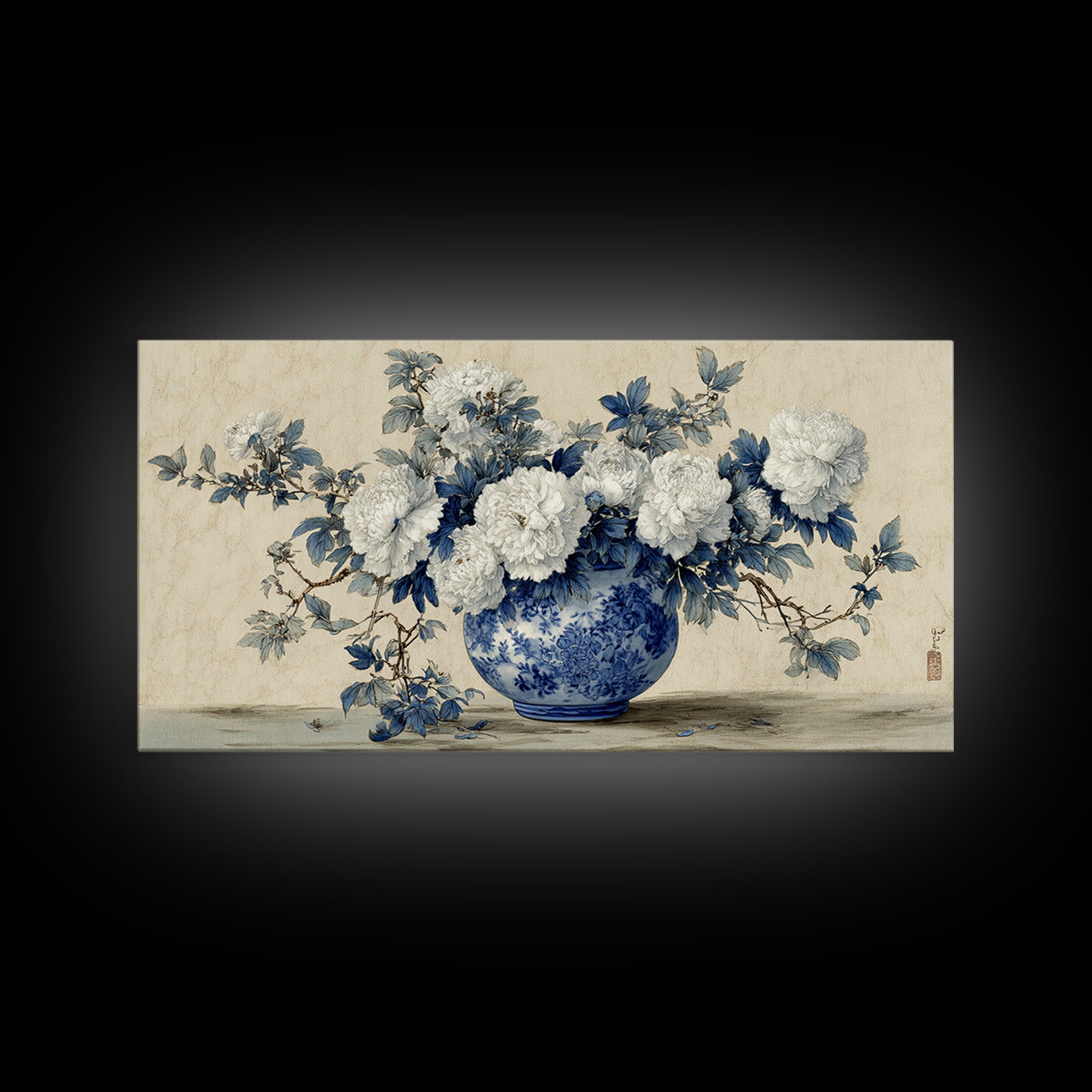 Blue and White Porcelain Vase Canvas Print, Asian Inspired Art, Contemporary Art, Living Room Decor, Fine Art, Harmony, ASI-2x1-41