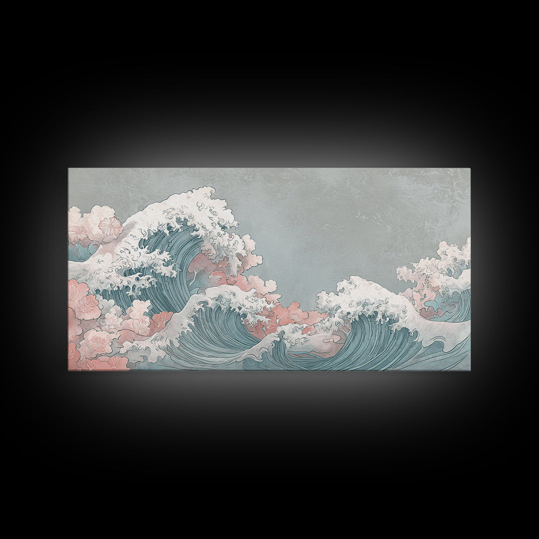 Hokusai Ocean Wave Without Copying the Original Canvas Print, Asian Inspired Art, Statement Artwork, Living Room Decor, Harmony, ASI-2x1-42