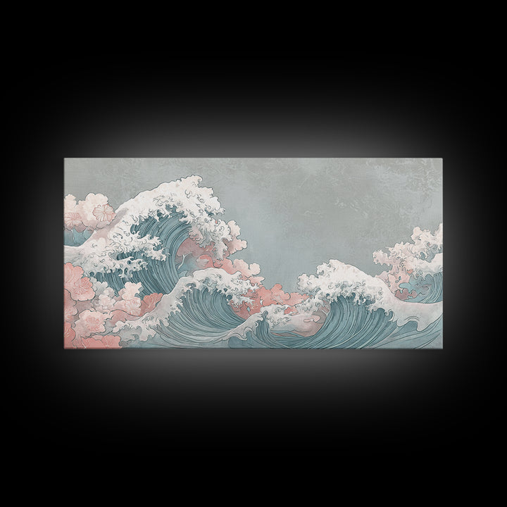 Hokusai Ocean Wave Without Copying the Original Canvas Print, Asian Inspired Art, Statement Artwork, Living Room Decor, Harmony, ASI-2x1-42