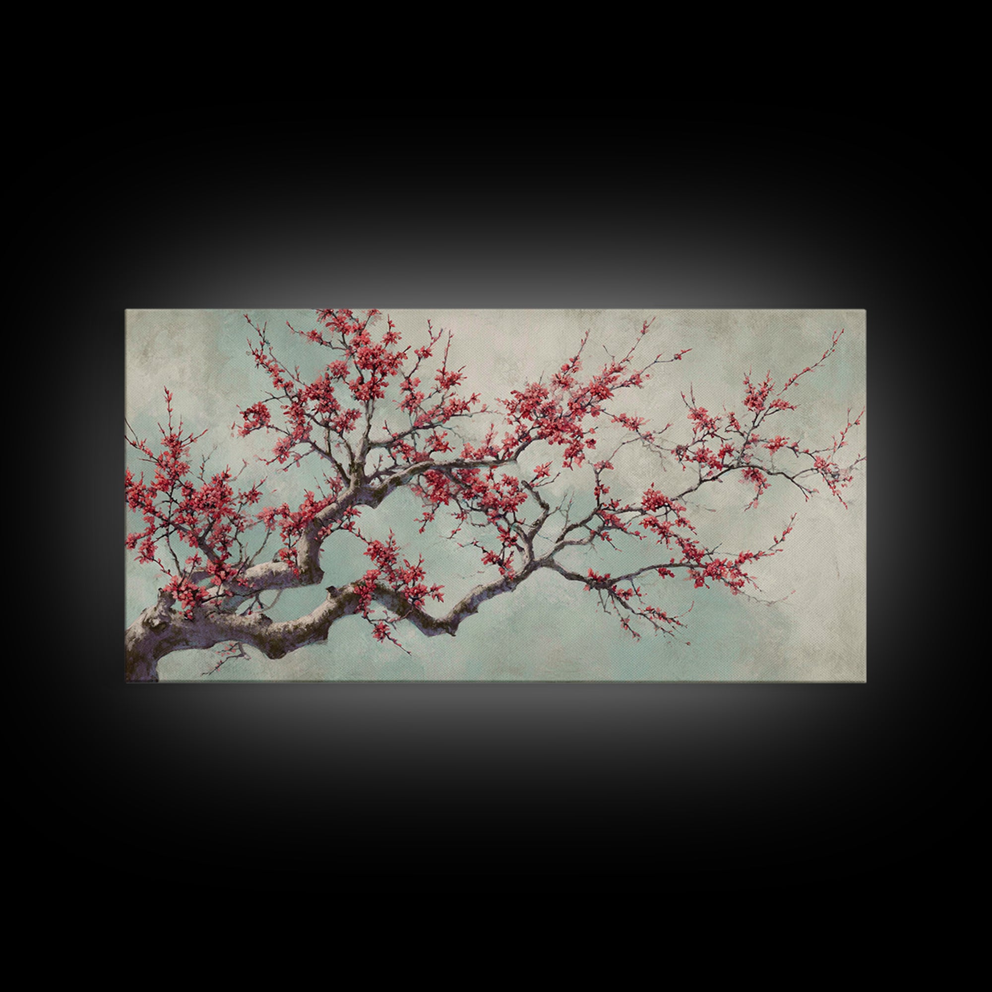 Cherry Blossom Branch Canvas Print, Asian Inspired Art, Japanese Art, Living Room Decor, Watercolor Art, Harmony, ASI-2x1-47