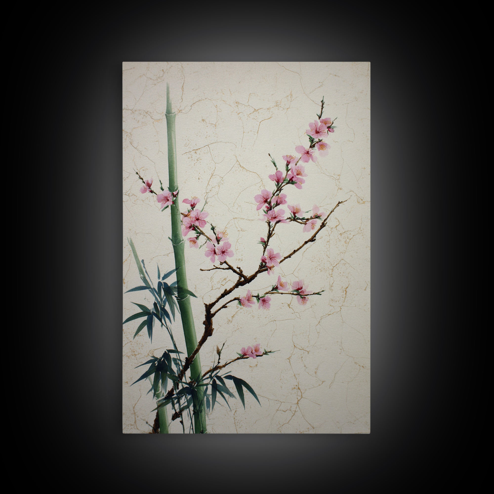 Cherry Blossom Branch Canvas Print, Asian Inspired Art, Asian Wall Art, Living Room Decor, Fine Art, Harmony, Minimalist Decor, ASI-2x3-11