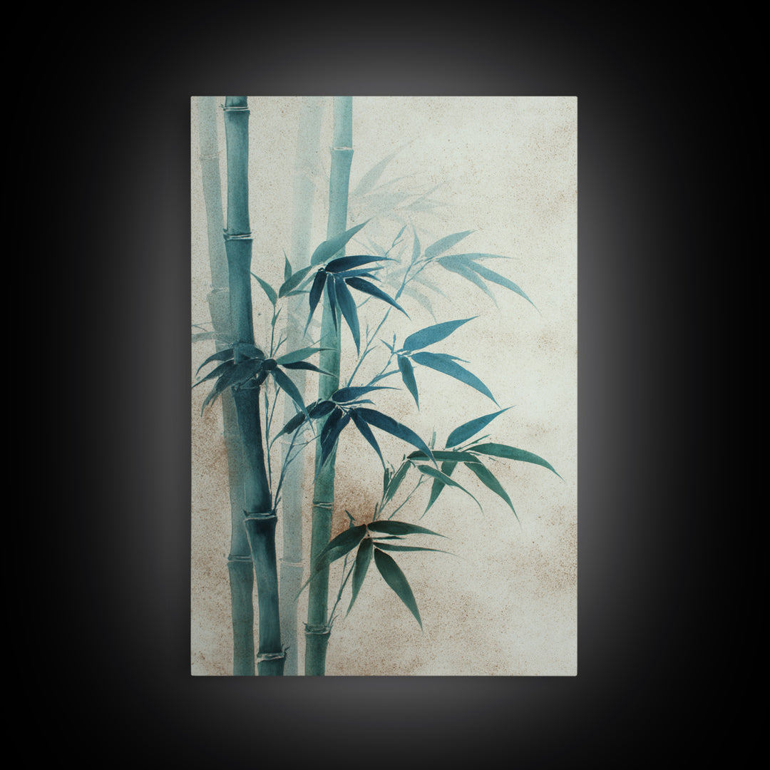 Minimal Bamboo Stalks Framed Canvas Print, Asian Inspired Art, Statement Artwork, Living Room Decor, Fine Art, Harmony, ASI-2x3-4