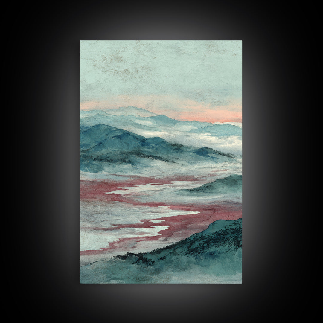 Japanese Ink Landscape Framed Canvas Print, Asian Inspired Art, Wall Art, Living Room Decor, Fine Art, Harmony, Bird Art, ASI-2x3-60