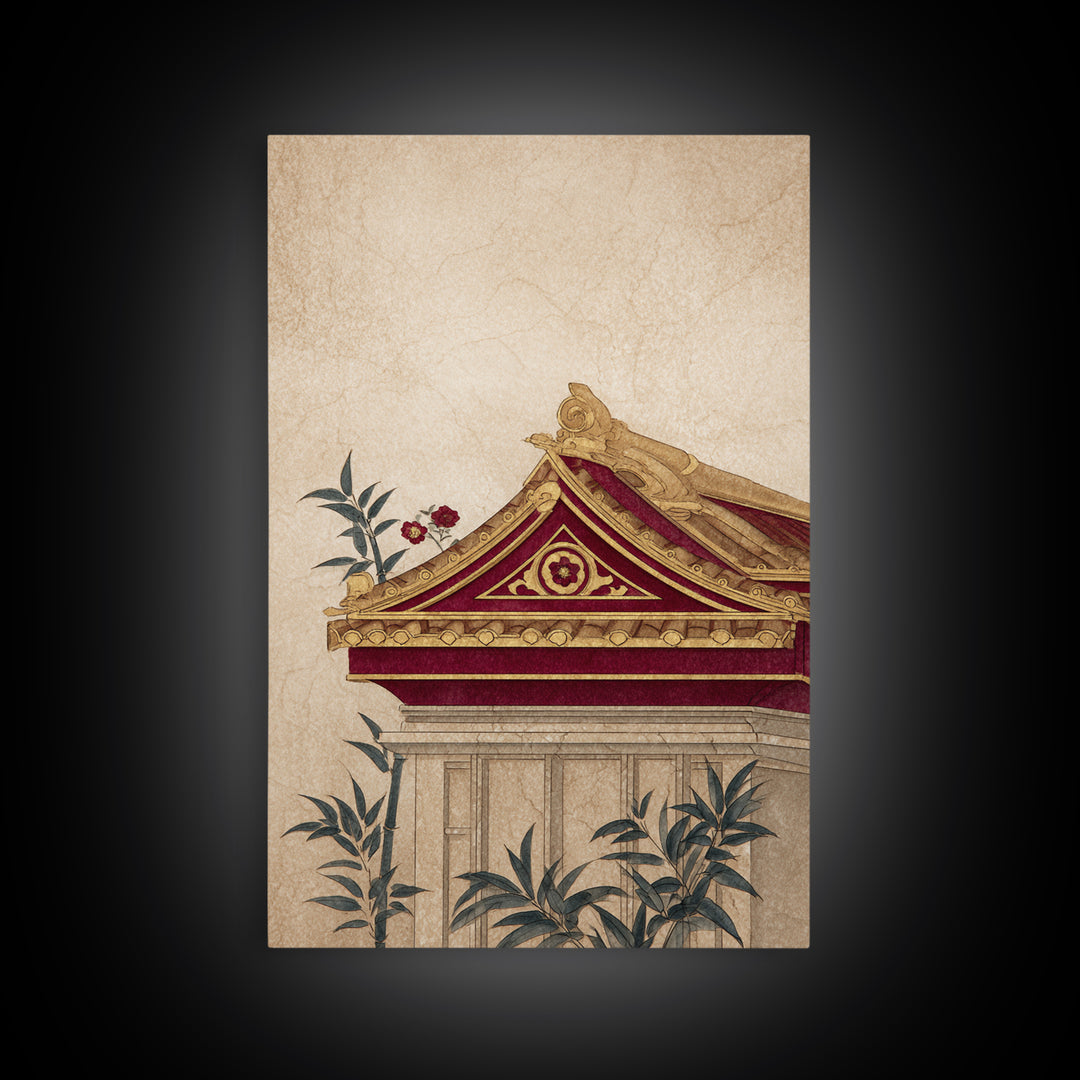 Temple Roof Detail Canvas Print, Asian Inspired Art, Poster, Living Room Decor, Harmony, Japandi Wall Art, Farmhouse Wall Art, ASI-2x3-79