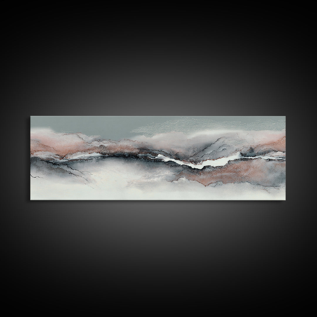 Zen Rock Garden Abstraction Canvas Print, Asian Inspired Art, Wall Art, Living Room Decor, Watercolor Art, Harmony, Bird Art, ASI-3x1-30