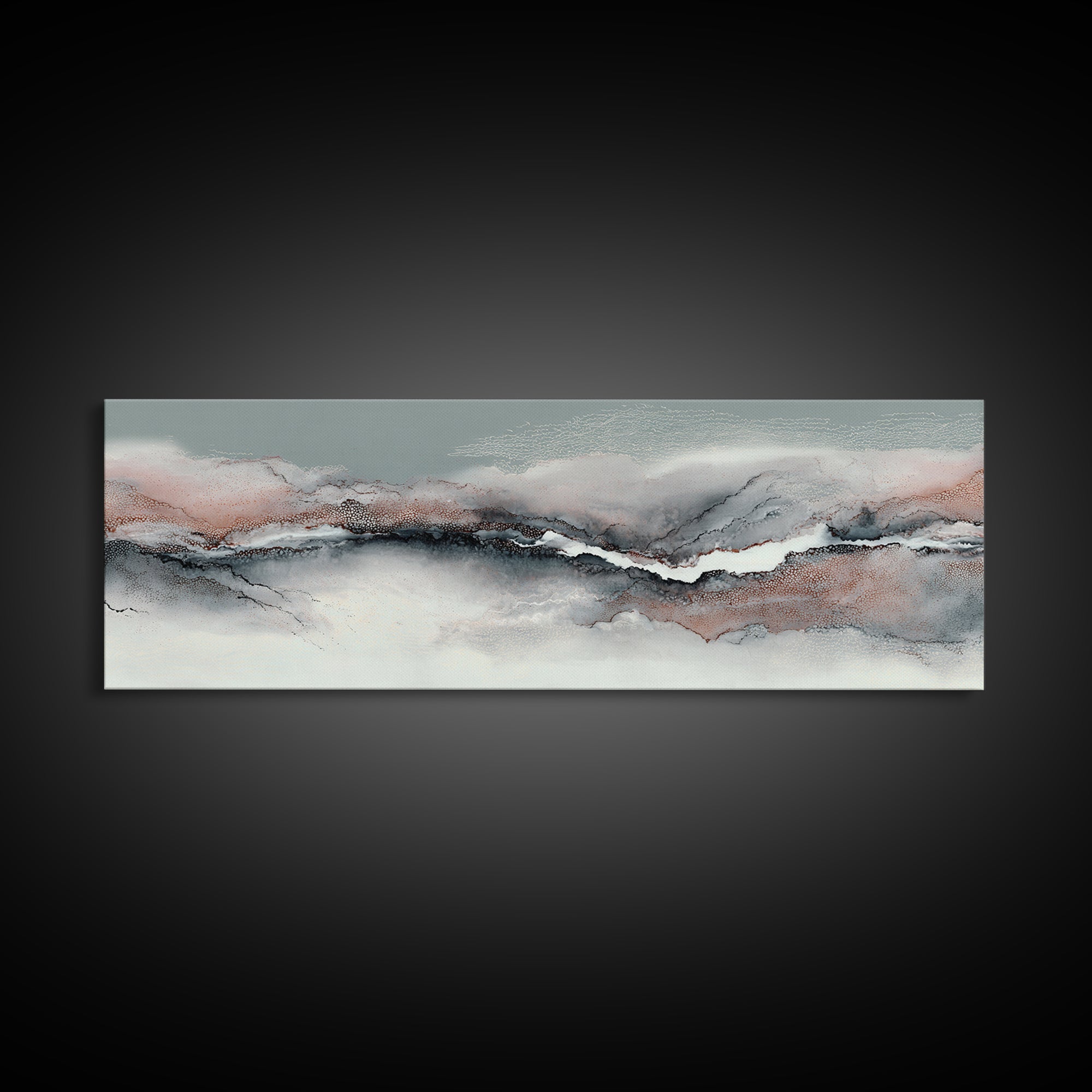 Zen Rock Garden Abstraction Canvas Print, Asian Inspired Art, Wall Art, Living Room Decor, Watercolor Art, Harmony, Bird Art, ASI-3x1-30