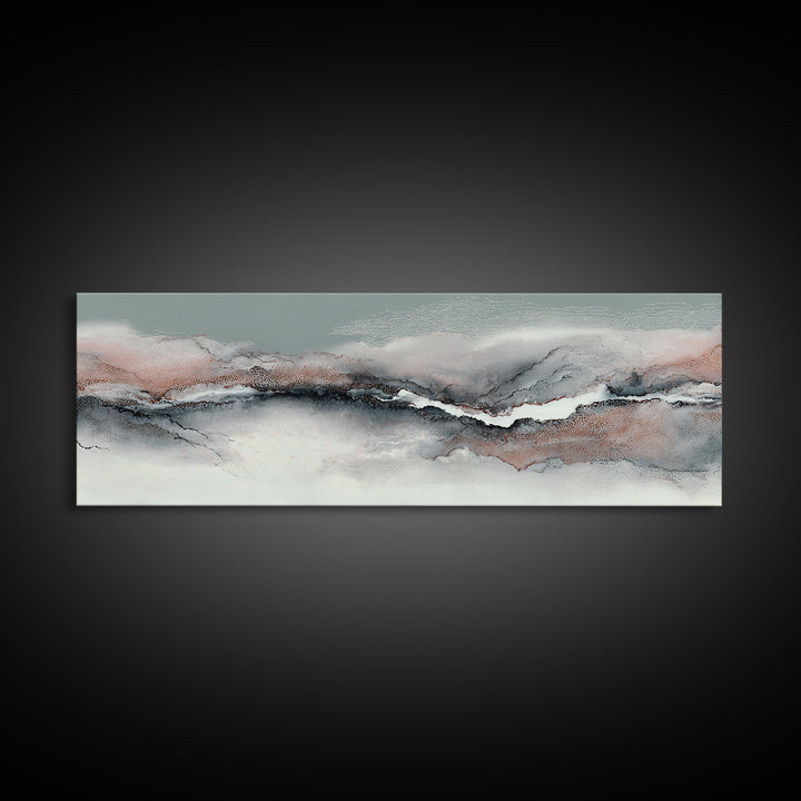 Zen Rock Garden Abstraction Canvas Print, Asian Inspired Art, Wall Art, Living Room Decor, Watercolor Art, Harmony, Bird Art, ASI-3x1-30