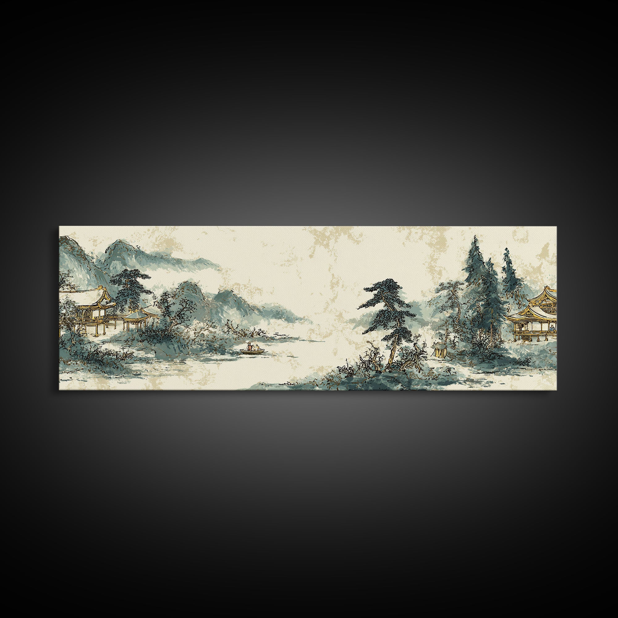 Temple Roof Detail Framed Canvas Print, Asian Inspired Art, Room Decor, Living Room Decor, Fine Art, Harmony, Printable Art, ASI-3x1-63