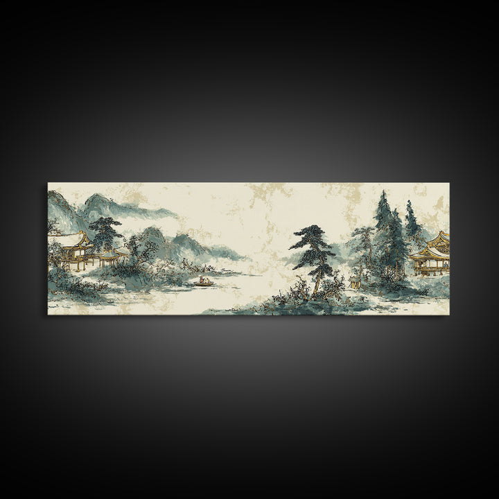 Temple Roof Detail Framed Canvas Print, Asian Inspired Art, Room Decor, Living Room Decor, Fine Art, Harmony, Printable Art, ASI-3x1-63