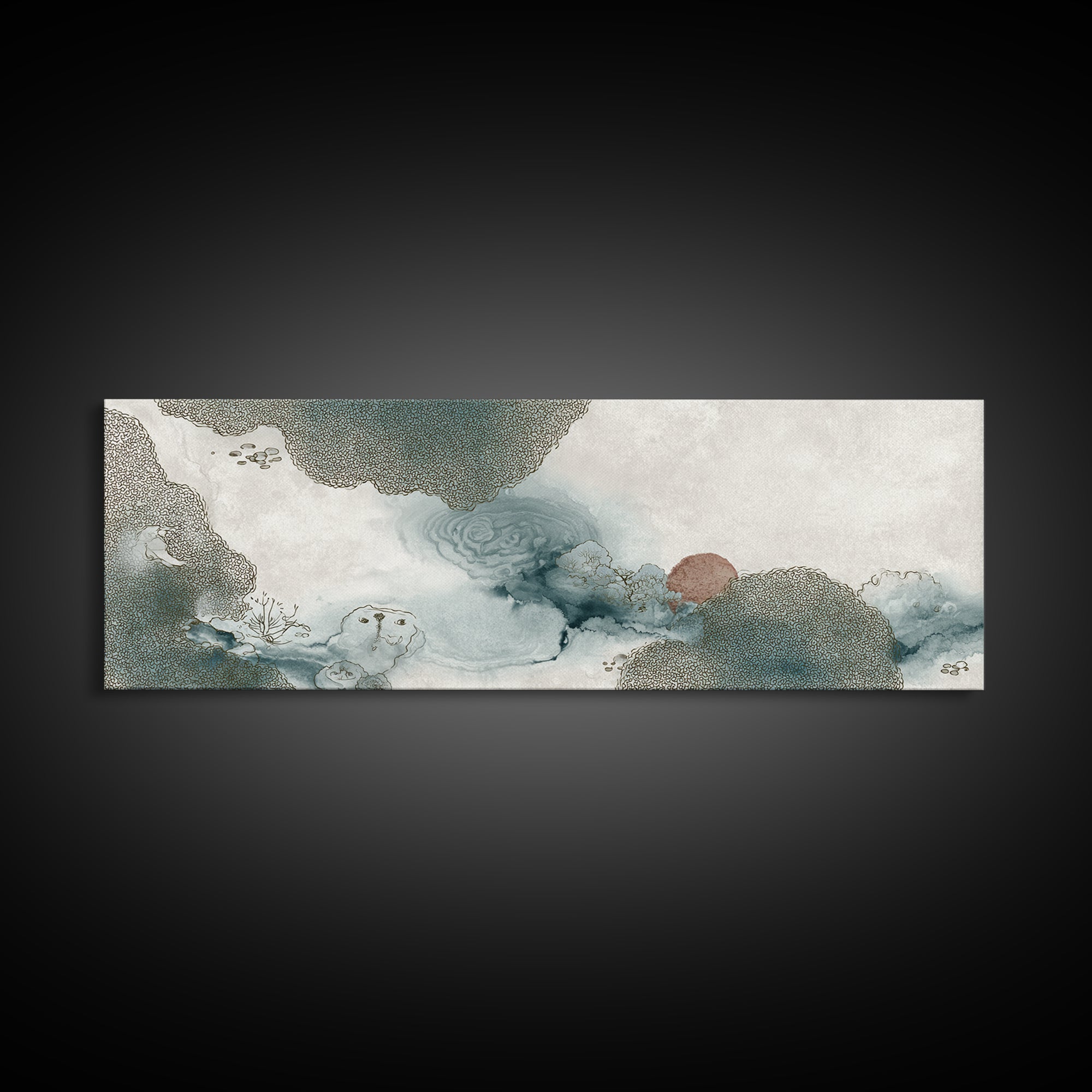 Zen Rock Garden Abstraction Canvas Print, Asian Inspired Art, Living Room Decor, Oil Painting, Harmony, Japandi Wall Art, ASI-3x1-78