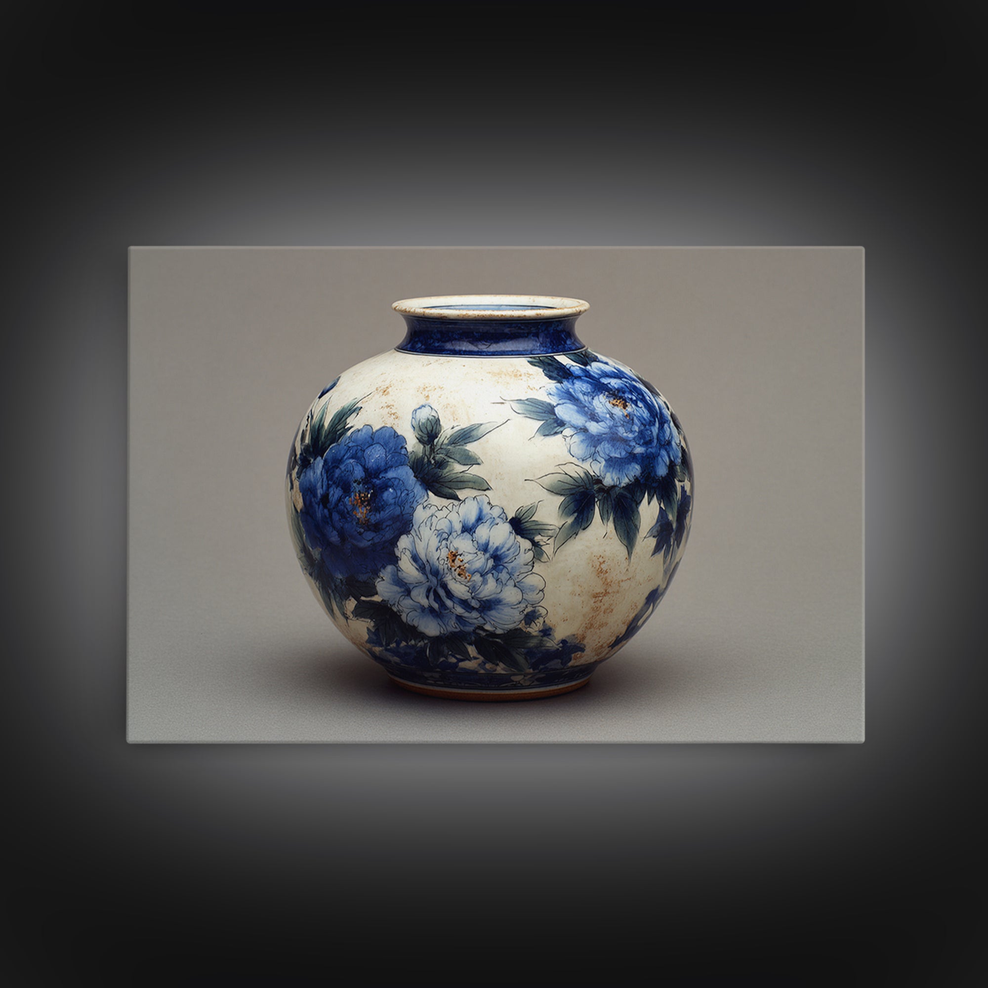 Blue and White Porcelain Vase Canvas Print, Asian Inspired Art, Digital Art Print, Living Room Decor, Fine Art, Harmony, ASI-3x2-73