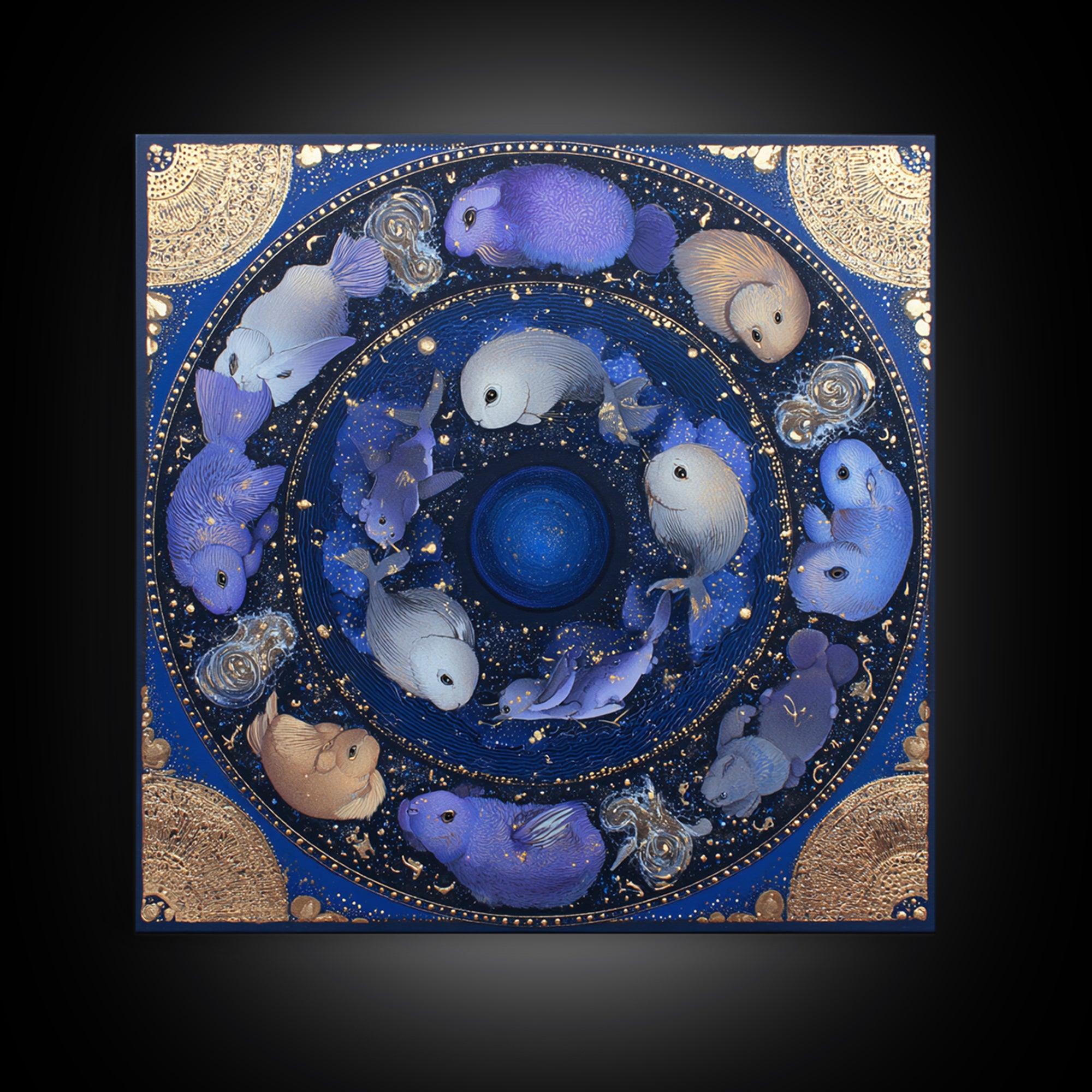 Twelve Zodiac Animals Arranged Framed Canvas Print, Astrology Art, Digital Wall Art, Living Room Decor, Oil Painting, Zodiac, AST-1x1-28