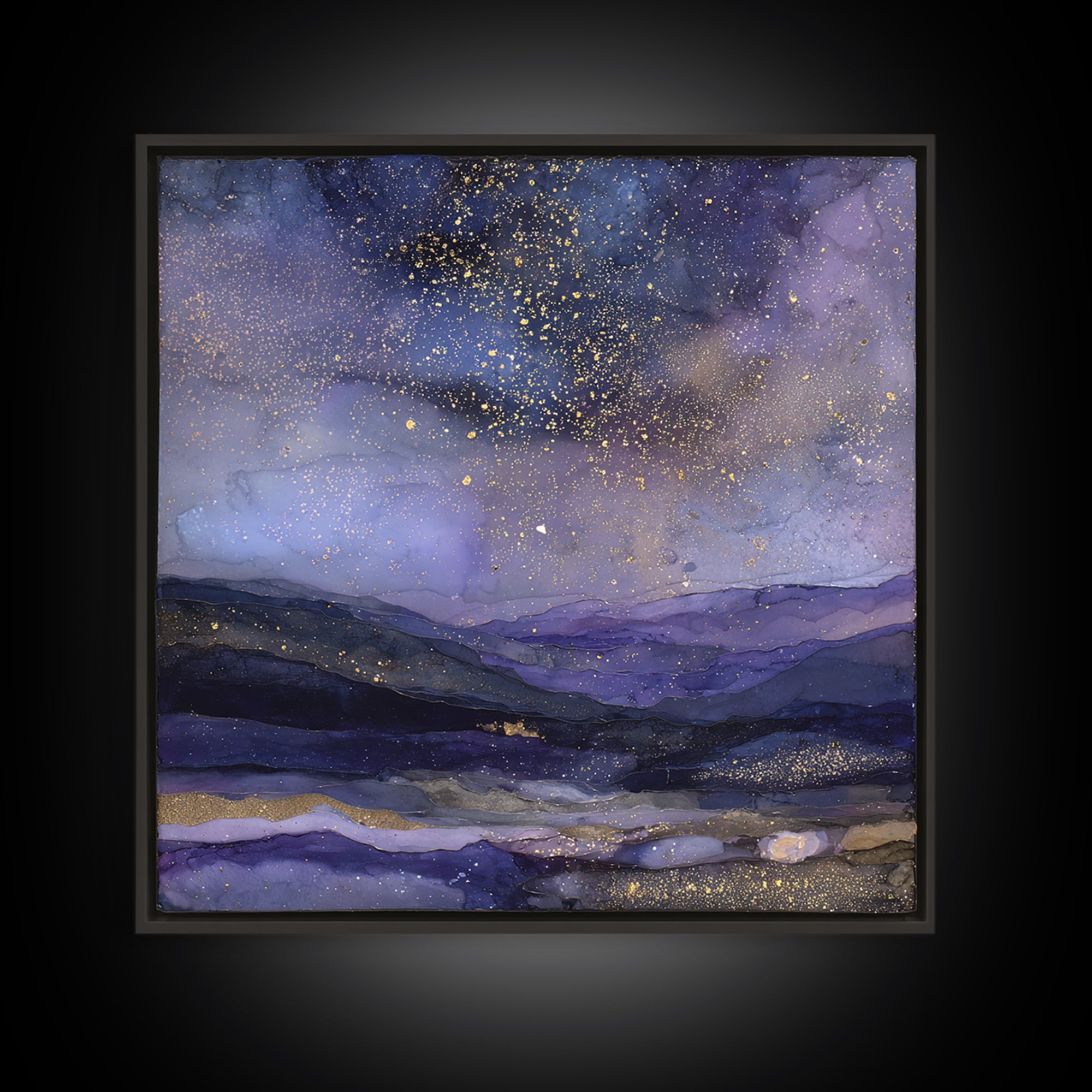 Ram Constellation Above Desert Cliffs at Night Framed Canvas Print, Astrology Art, Gallery Decor, Living Room Decor, Zodiac, AST-1x1-32