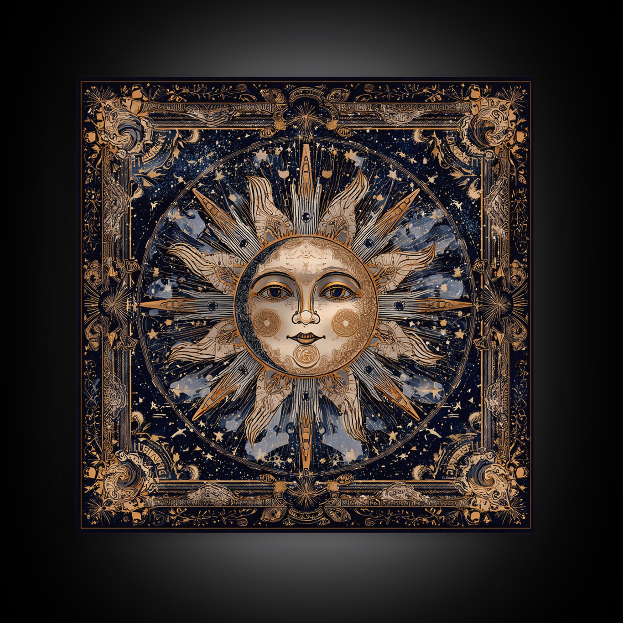 Sun and Moon Faces Canvas Print, Astrology Art, Modern Decor, Living Room Decor, Oil Painting, Zodiac, Art Print, Digital Art, AST-1x1-5