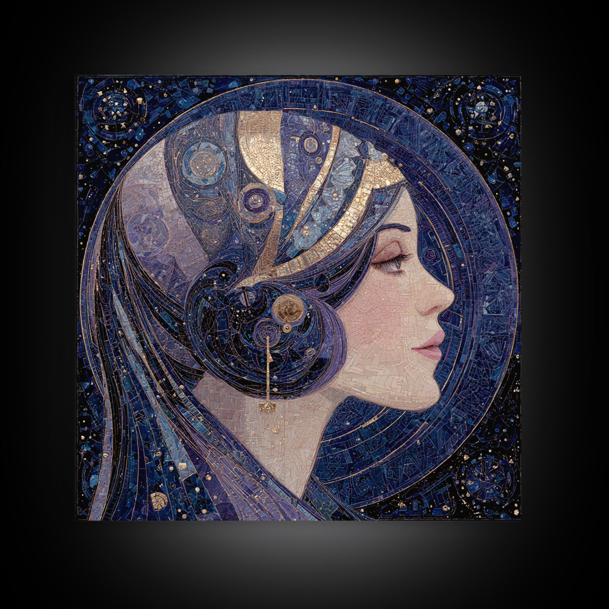 Art Nouveau Zodiac Woman Framed Canvas Print, Astrology Art, Leo Wall Art, Living Room Decor, Fine Art, Zodiac, AST-1x1-72