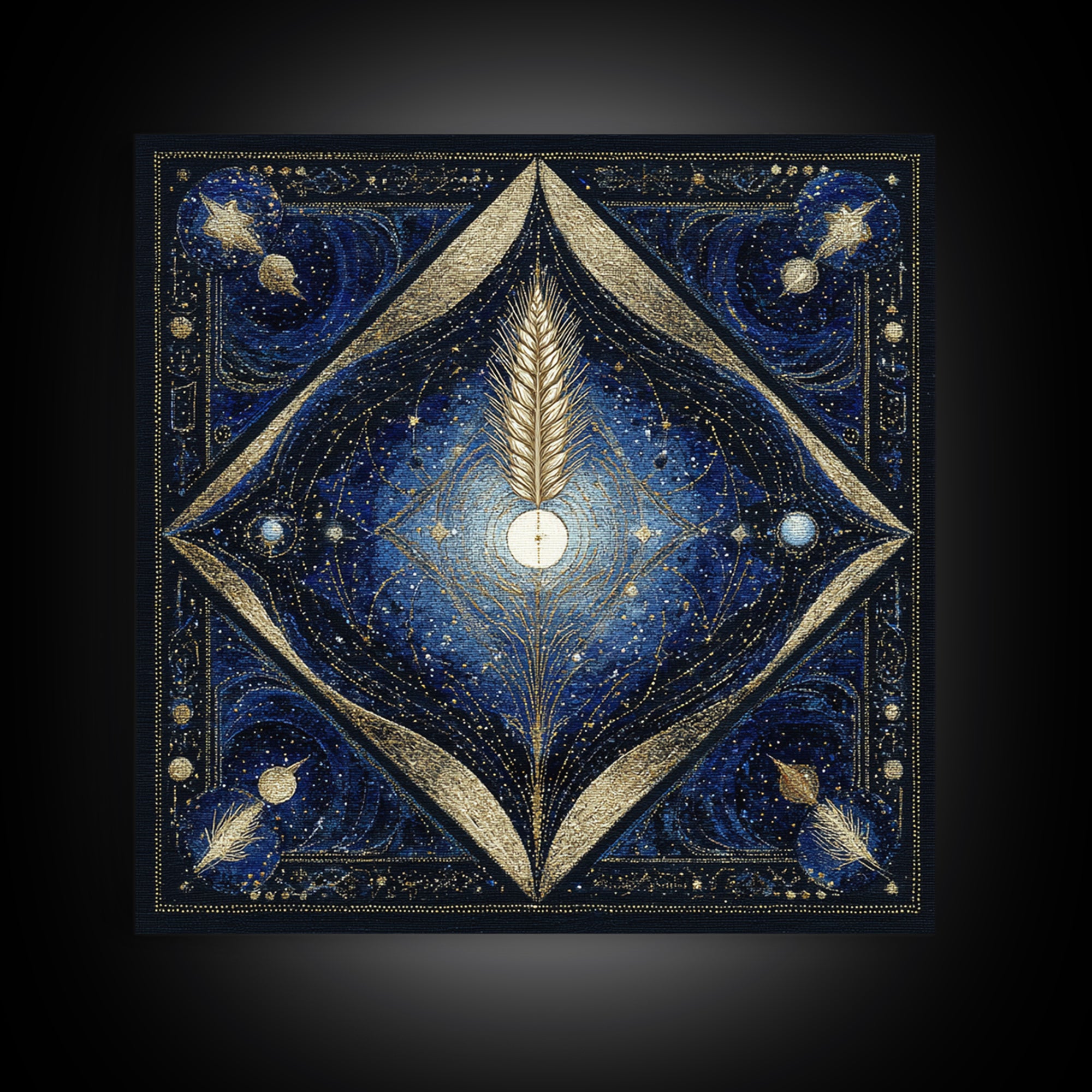 Virgo Maiden with Wheat and Blue Night Canvas Print, Astrology Art, Wall Decor, Living Room Decor, Fine Art, Zodiac, Home Decor, AST-1x1-90