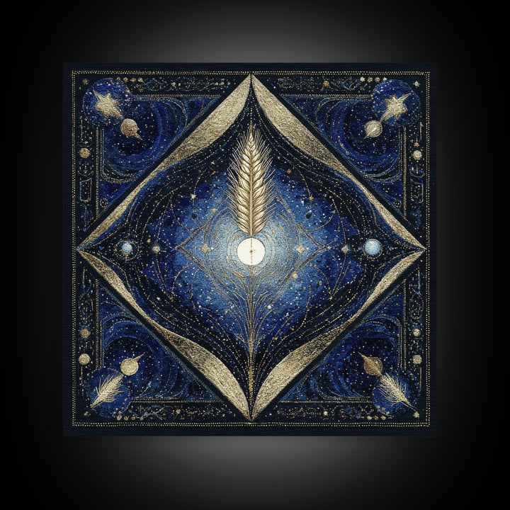Virgo Maiden with Wheat and Blue Night Canvas Print, Astrology Art, Wall Decor, Living Room Decor, Fine Art, Zodiac, Home Decor, AST-1x1-90