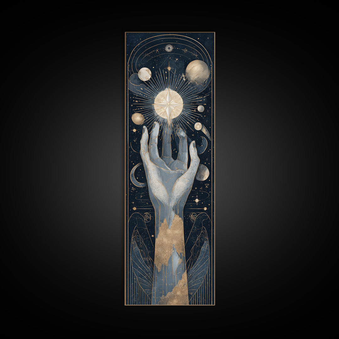 Tarot Cosmic Hand Holding a Glowing Star Canvas Print, Astrology Art, Wall Decor, Living Room Decor, Fine Art, Zodiac, AST-1x3-18