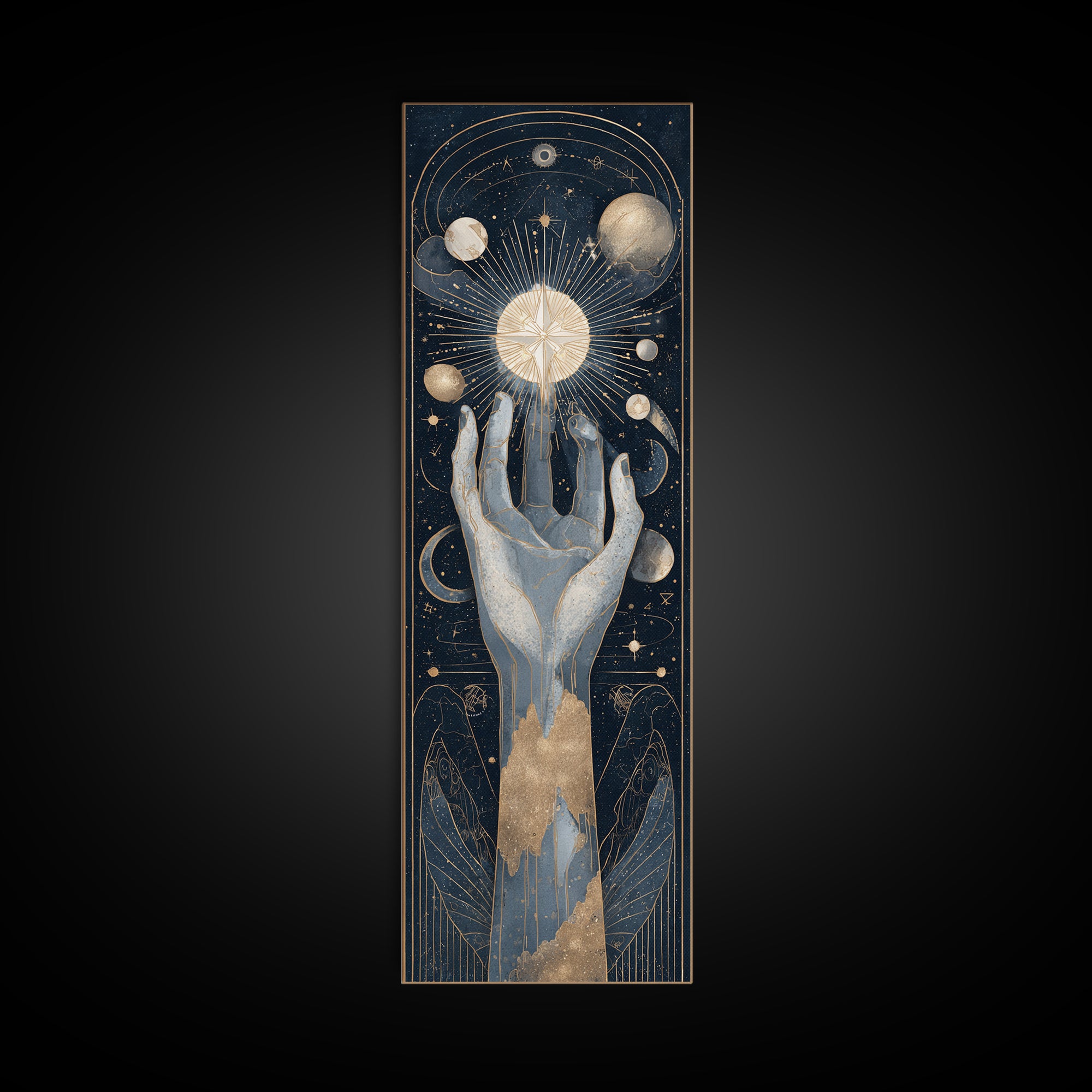 Tarot Cosmic Hand Holding a Glowing Star Canvas Print, Astrology Art, Wall Decor, Living Room Decor, Fine Art, Zodiac, AST-1x3-18