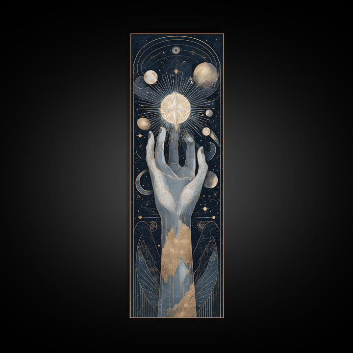 Tarot Cosmic Hand Holding a Glowing Star Canvas Print, Astrology Art, Wall Decor, Living Room Decor, Fine Art, Zodiac, AST-1x3-18