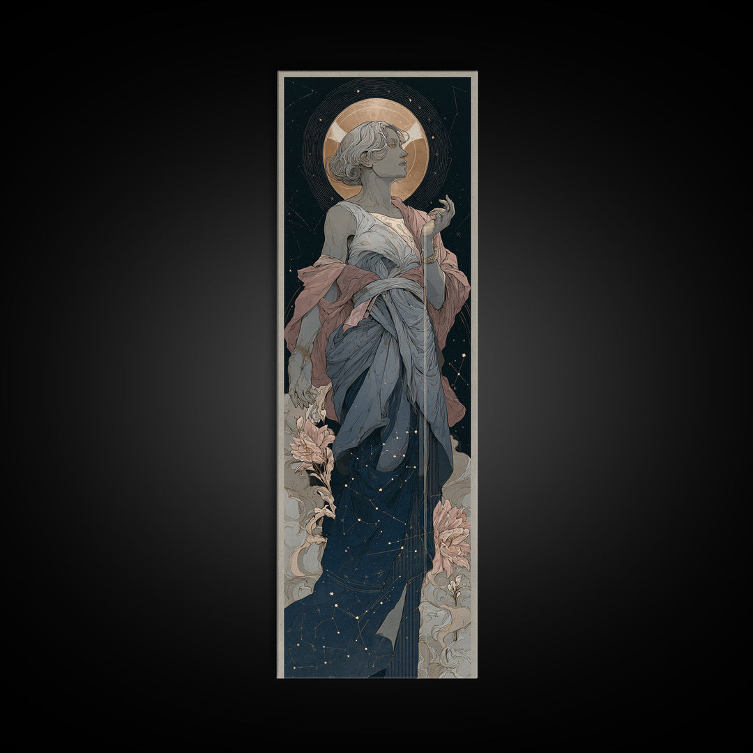 Water Bearer Figure Pouring a River of Canvas Print, Astrology Art, Astrology Gifts, Living Room Decor, Oil Painting, Zodiac, AST-1x3-27