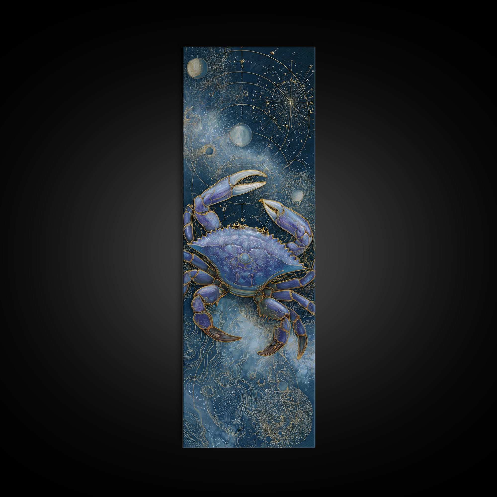 Celestial Crab under Glowing Ocean Moonlight Canvas Print, Astrology Art, Minimalist Decor, Living Room Decor, Zodiac, AST-1x3-4