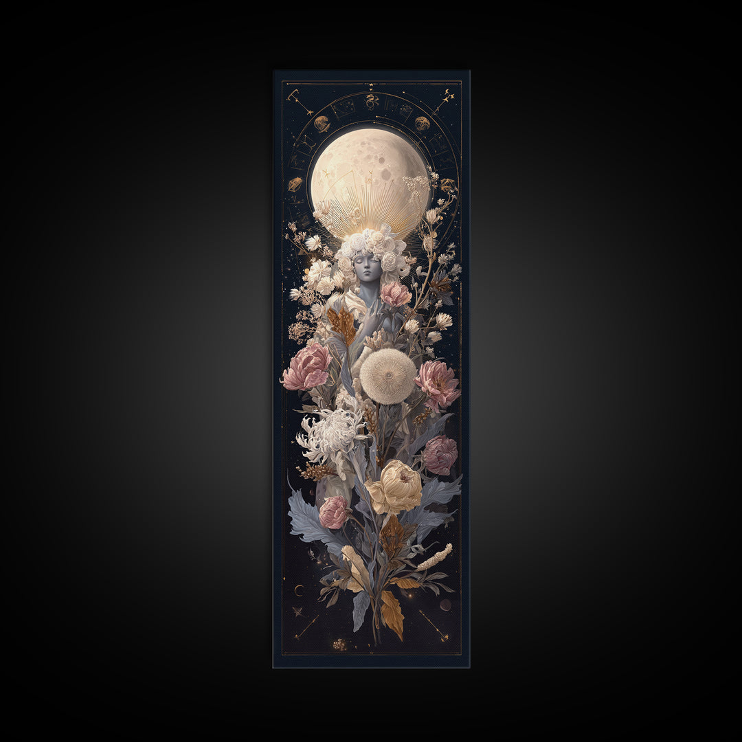 Astrological Botanical Wreath Framed Canvas Print, Astrology Art, Gallery Decor, Living Room Decor, Fine Art, Zodiac, AST-1x3-71