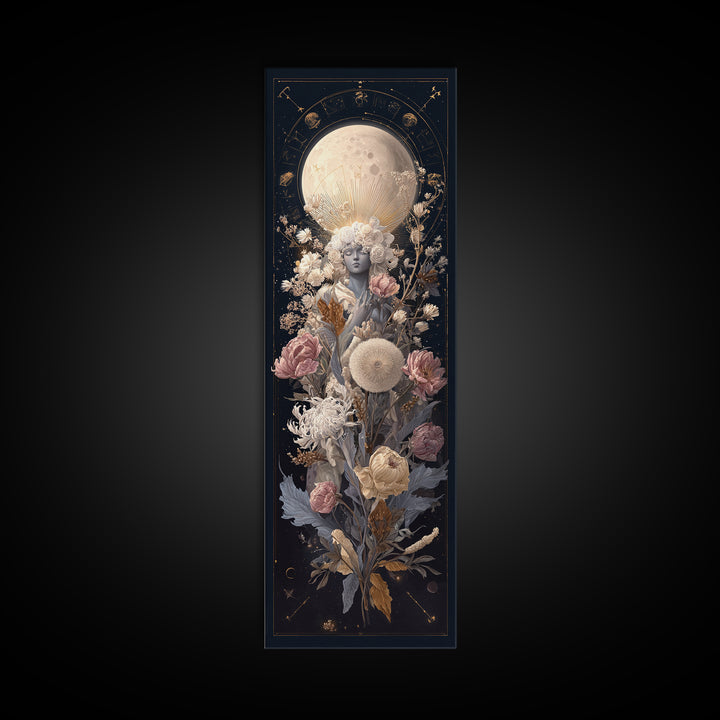 Astrological Botanical Wreath Framed Canvas Print, Astrology Art, Gallery Decor, Living Room Decor, Fine Art, Zodiac, AST-1x3-71