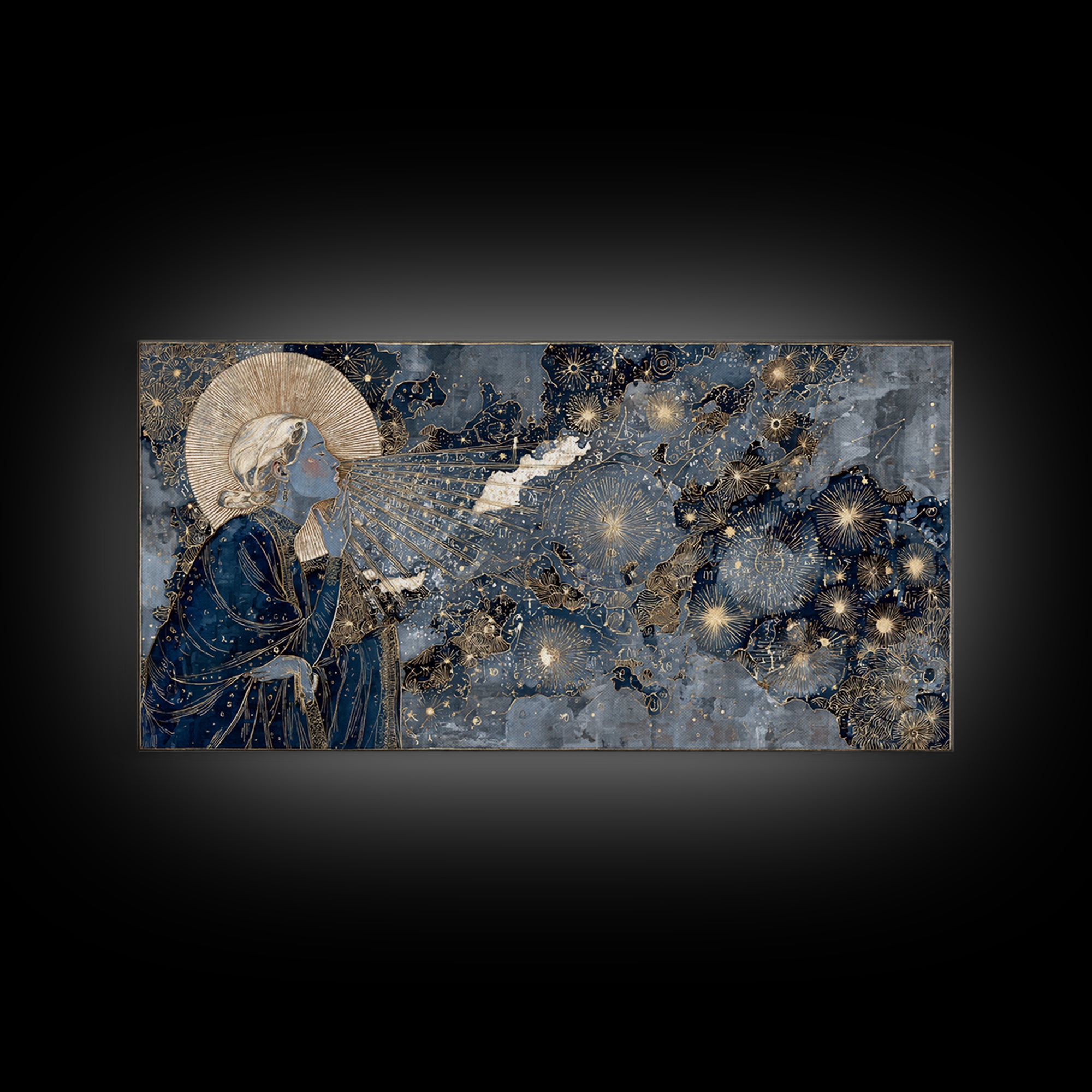 Art Nouveau Zodiac Woman Framed Canvas Print, Astrology Art, Fine Art Print, Living Room Decor, Fine Art, Zodiac, Digital Art, AST-2x1-20